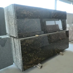 Forest Gold Granite slabs displayed at GL Stone Expo Hyderabad