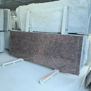 Tan Red Granite slabs displayed at GL Stone Expo Hyderabad