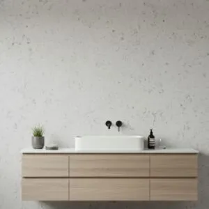 alpine winter quartz slab white textured wall bathroom vanity modern interior