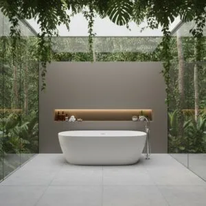 hermes quartz bathroom wall modern bathtub natural green view luxury stone design