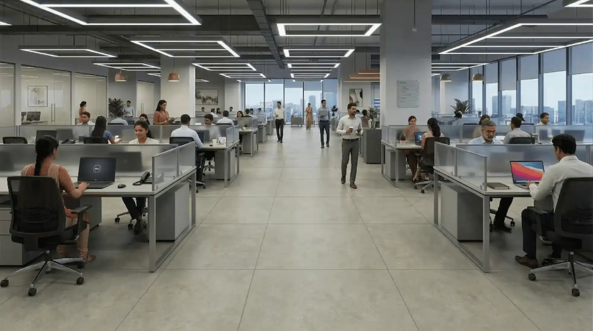 Commercial floor tiles in Gachibowli offices