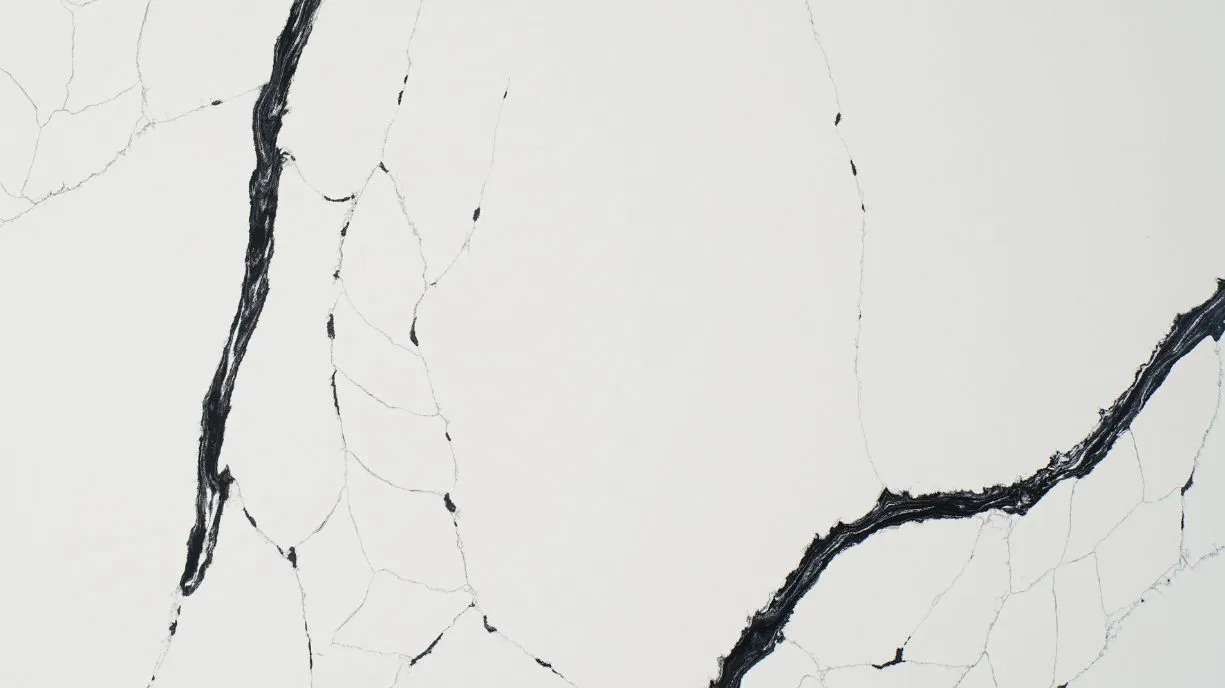 Black River Calacatta Quartz Slab in Madhapur Hyderabad Marble Look Design