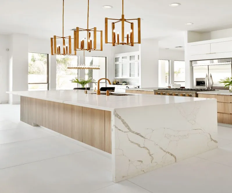 Premium White Quartz Slab for Modern Interior Design High quality white engineered quartz slab with soft grey veining for kitchen countertops and interior surfaces