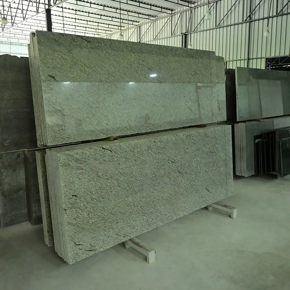 Polished Diamond Pearl Granite slab for countertops, flooring, and feature walls.