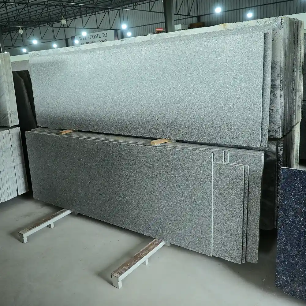 Mahogany Leather Granite polished slab in Hyderabad showroom