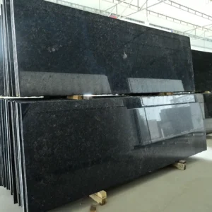 Polished Royal Black Granite slab in Hyderabad showroom